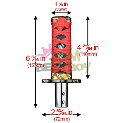 JDMBESTBOY Samurai Sword Red Black Shift Knob Shifter Alloy Katana Adapters Universal 10cm - color: Red Black, size: 10cm