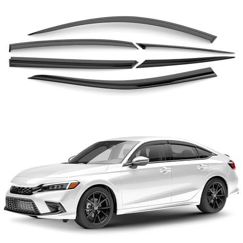 Window Deflectors Smoke Tinted Tape-On Side Window Vent Visor Deflectors Rain Guards Compatible with Honda Civic 2022-2026 Sedan - 6 pcs. GW0551 - color: For Civic 22-26 Sedan
