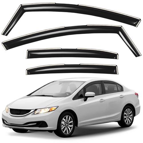 Window Deflectors Smoke Tinted in-Channel Side Window Vent Visor Deflectors Rain Guards Compatible with Honda Civic 2012-2015 Sedan - 4 pcs. GW0803 - color: For Civic 12-15 Sedan