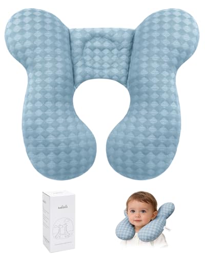 KAKIBLIN Baby Travel Pillow, Baby Neck Pillow for Car Seat, U-Shaped Head and Neck Support for Stroller Pushchair, Soft Cooling Breathable Infant Head Pillow for Newborn Toddler - color: Blue