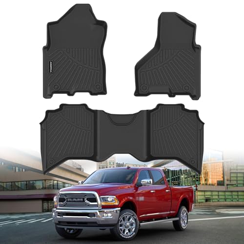All Weather Floor Mats for 2013-2018 Dodge Ram 1500/2500/3500 Crew-Cab, 2019-2024 for Ram 1500 Classic Crew Cab, TPE Floor Liners Anti-Slip Full Set Mats for Dodge 1500/2500/3500 Accessories - size: Floor Mats for 2013-2018 Ram
