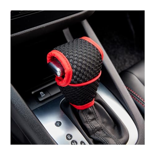 AUCELI Car Gear Shift Knob Cover, Automotive Manual Stick Shifting Handle Gear Shift Knob Protector, Vehicle Decoration Accessories Universal for SUV, Truck, RV and More - color: Black/Red