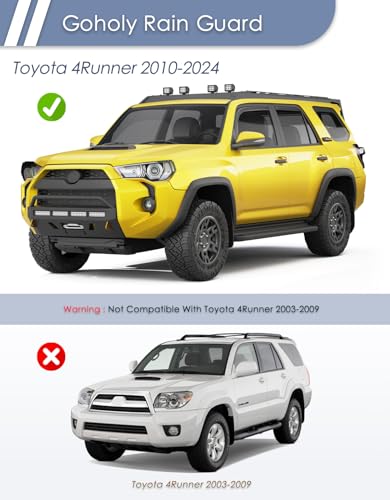 in-Channel Window Rain Guard for Fit for Toyota 4Runner 2010-2024 Rain Guards Side Window Visors Low Profile Vent Visor Window Deflectors Vent Shades Car Accessories - size: 2010-2024 Toyota 4runner