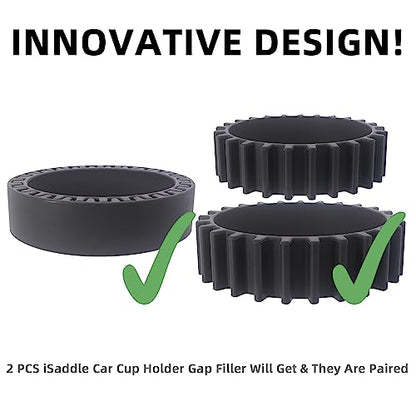 Car Cup Holder Cup Keeper Beverage Bands - Silicone Elastic Car Cup Holder Gap Filler Compatible with Yeti Ramblers Hydro Flasks Most 12-46oz Bottles Soda Cans Cup Expander (2 Pack)