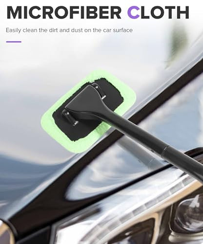 6PCS Car Detailing Kit,Windshield Cleaner Tool,Car Accessories Inside Windshield Cleaning Tool with Extendable Handle,4 Microfiber Pads and 1 Spray Bottles,Suitable for All Cars,Trucks,SUVs,RVs