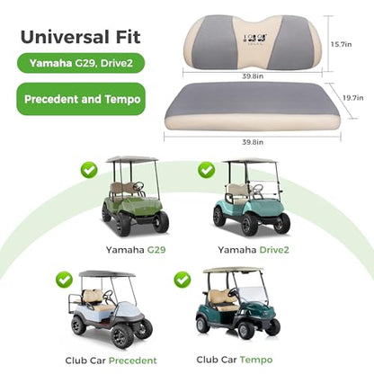 10L0L Golf Cart Seat Covers for Yamaha G29 Drive2 Club Car Precedent Tempo, Breathable Mesh Bench Seat Cover, No Drilling Front Seat Cushion, All-Season Comfort Gray Black - color: Gray and Beige