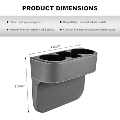 Car Seat Gap Filler Organizer, Multifunctional Auto Console Side Storage Box with Cup Holder, Universal PU Leather Cup Holder Front Seat Crevice Filler for Car Truck SUV (Gray) - color: Gray