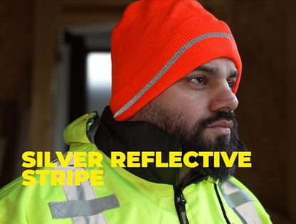 Occunomix Hi-Vis Hi-Viz Knit Cap with Polyester Lining One Size Fits Most - color: Orange, style: Reflective Beanie