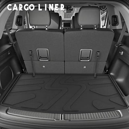 KARPAL Floor Mats & Cargo Liner for 2021-2025 2026 Jeep Grand Cherokee L (6-Seater w/o 2nd Row Center Armrest Only), All Weather TPE Custom Fit Floor Liners Car Mats Accessories - style: 2021-2026 | For Jeep Grand Cherokee L (6-Seat) | Combo Set