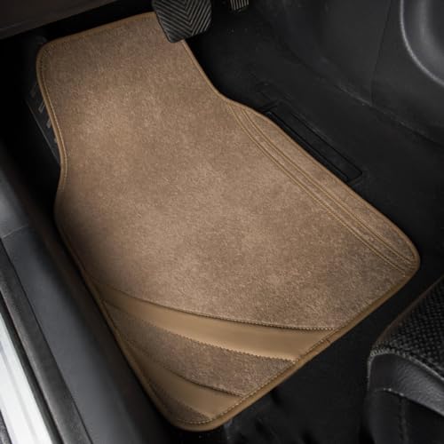 CAR PASS Beige Car Floor Mats, Edge Leather Waterproof Car Mats with Double Stitch Line and Anti-Slip Backing Design, Fit 95% Automotive,SUVS,Sedan,Vans (Pure Beige) - color: Pure Beige