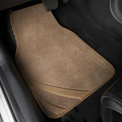 CAR PASS Beige Car Floor Mats, Edge Leather Waterproof Car Mats with Double Stitch Line and Anti-Slip Backing Design, Fit 95% Automotive,SUVS,Sedan,Vans (Pure Beige) - color: Pure Beige