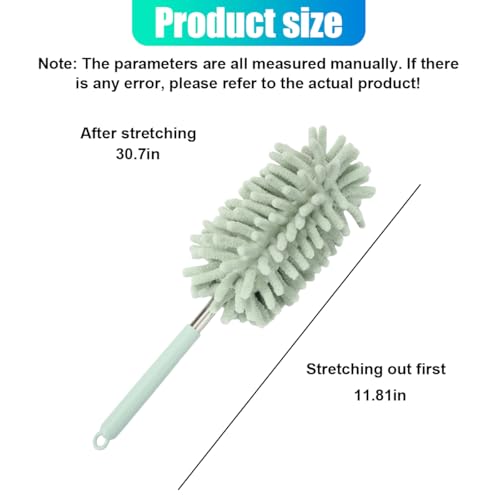 2PCS Car Interior Duster with Extension Pole – Washable Microfiber Dusters Detailing Brushes with Bendable Head, Long Handle Cleaning Duster Tool for Car Dash, Vents, Window, Furniture, Office (Green) - color: Green