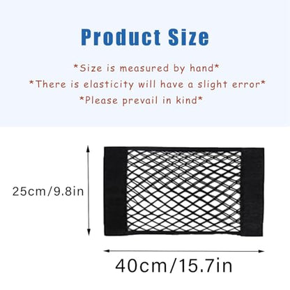2PCS Universal Car Cargo Net with Adhesive Tape, 9.8×15.7in Trunk Storage Mesh Pocket Wall Mount Organizer Bag for Car RV SUV Boat Truck Camper Van Trailer (Black) - size: 15.7 x 9.8 inches