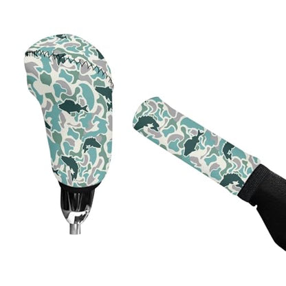 Handbrake and Gear Shift Knob Cover 2 Piece Automobile Hand Brake Cover Car Interior Accessories - color: Fish Camo Print