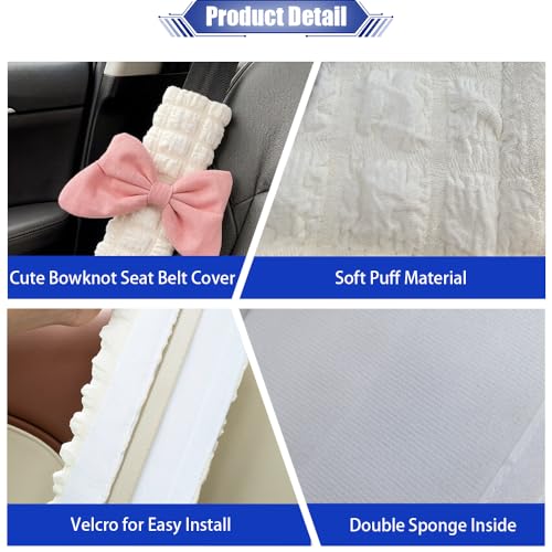 JDDRY 2PC Car Seat Belt Covers Pads,Seat Strap Pads,Auto Seat Belt Pad,Fit for Most Vehicles,Car Interior Accessories(Bowknot-Pink) - color: Bowknot-Pink