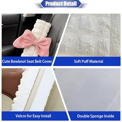 JDDRY 2PC Car Seat Belt Covers Pads,Seat Strap Pads,Auto Seat Belt Pad,Fit for Most Vehicles,Car Interior Accessories(Bowknot-Pink) - color: Bowknot-Pink