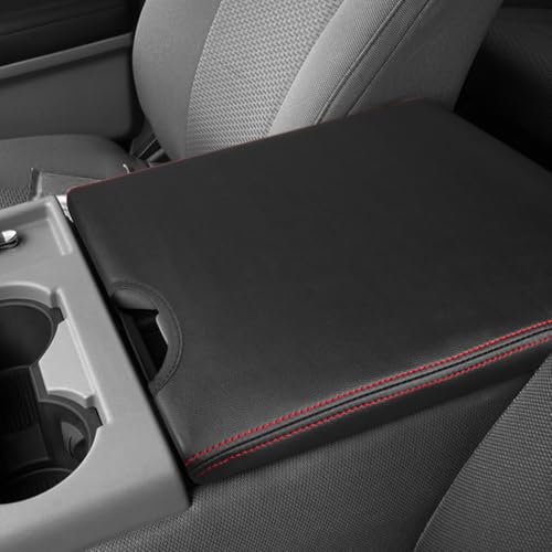 DEYTOP Center Console Cover for Ford F150 2015-2026 Accessories WITH 40/20/40 Jump Seat ONLY Console Armrest Cover for Ford F250 F350 F450 F550 2017-2026 (Black with Red Stitches, 2015-2026 JUMP SEAT) - color: Black with Red Stitches, size: 2015-2023 JUMP