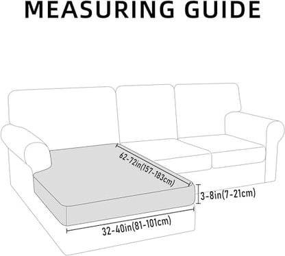 hyha Waterproof Sectional Couch Covers, Non Slip Sofa Couch Cushion Covers L Shape, Thick Stretch Jacquard Fabric, Washable Sofa Slipcovers with Elastic Bottom (1 Piece for Chaise XL, Grey) - color: Grey, size: Chaise XL