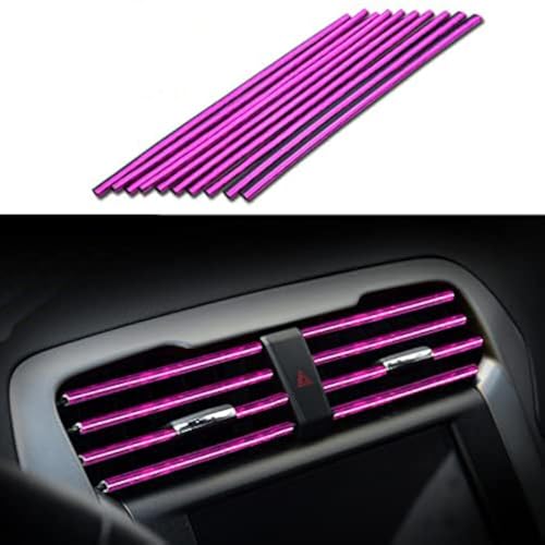 Car Air Conditioner Vent Outlet Trim Strip DIY Decoration Chrome Trim Strip Line Car Shiny Accessories 10PCS (Flash Purple) - color: Flash Purple
