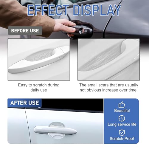 4PCS Transparent Car Door Handle Protector, Universal Waterproof Anti-Scratch Cover, Invisible Car Handle Protection Film, Car Door Guard for Most Vehicles