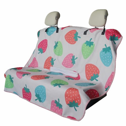 Back Seat Cover for Car Trucks Van SUV,Waterproof Rear Bench Towel Seat Covers for Dogs and Kids,Automotive Backseat Protector (Strawberry) - color: Strawberry, size: Rear Bench Seat Towel
