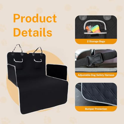 Toozey Dog Car Seat Cover for SUV, Sedan & Van, Waterproof & Tear-Resistant Back Seat Pet Cover for Dogs with Side Walls, Non-Slip Backing & Bumper Guard, Black Standard: 72.8"x40.6" - size: Standard (72.8 x 40.6 Inches)