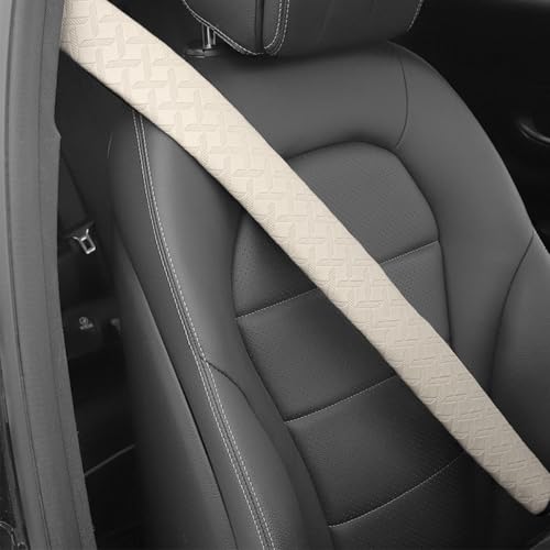 2PCS Extra Long Car Seatbelt Cover, 29.53 inches Soft Leather Vehicle Safety Seat Belt Strap Cushion, Comfortable Auto Shoulder Neck Chest Protection Pads Accessories, Extremely Long (White) - color: White/29 inches