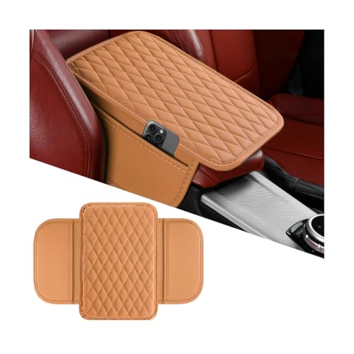 Mandark Car Center Console Cover, Microfiber Leather Vehicle Armrest Protector Cushion with 2 Storage Bags, Auto Interior Arm Rest Seat Box Pad Accessories, Universal for SUV, Sedan, Truck (Orange) - color: Orange