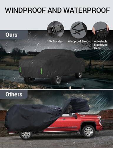 Proadsy Car Cover for Rivian R1T 2026 2025 2024 2023 2022 Windproof All Weather Waterproof Sun Rain UV Dust Snow Protection Outdoor Custom-fit All Weather Car Covers - size: Rivian R1T