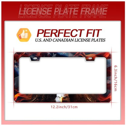 American Flag Eagle License Plate Frame Patriotic Eagle License Plate Funny Auto Accessory Bracket Stainless Steel License Plate Frames 6.3 x12.3 Inch - color: American Eagle Flag