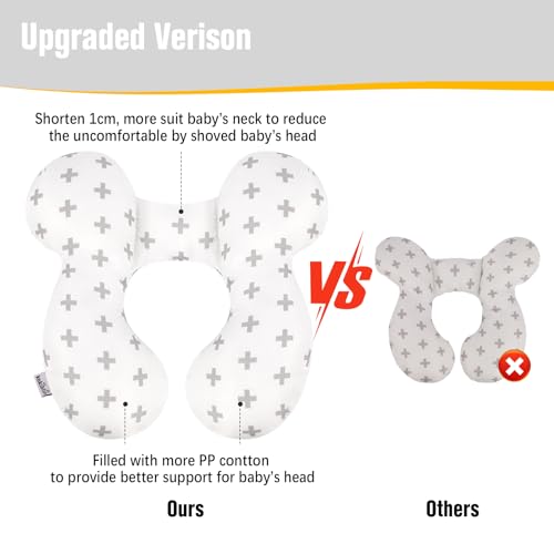 KAKIBLIN Baby Travel Pillow, Baby Neck Pillows for Car Seat, Upgraded Babies Head Pillow, Head and Neck Support Pillow for Car Seat, Stroller, Pushchair, Travel(Twig) - color: Twig