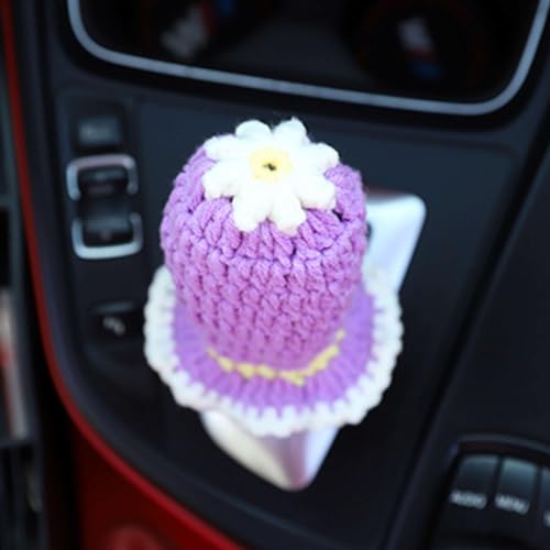 Crochet Shift Knob Cover, Universal Handcrafted Sunflower Boho Car Accessories for Women, Car Shift Boots Knobs Cover Automotive Interior Fits Car Truck SUV (49#SC) - color: 49#SC