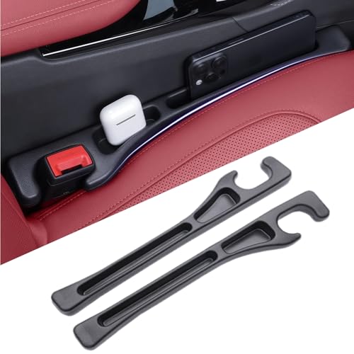 EnzeroTools Car Seat Gap Filler, 2-Pack No-Drop Seat Side Gap Seam Filler Organizer with Phone Holder, Universal Fit Fill The Gap Between Seat & Console, Perfect for Car, SUV, Truck - color: Black