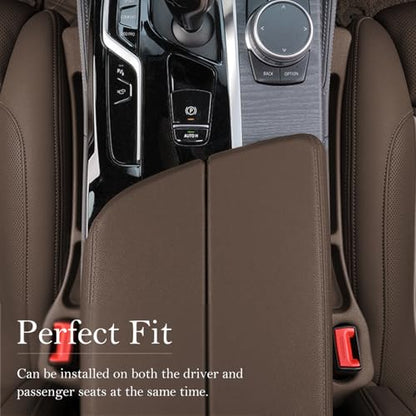 Car Seat Gap Filler 2-Pack, Universal Car Seat Gap Filler Organizer, Seat Gap Plug – Fills Gap Between Seat & Console (Brown) - color: BROWN