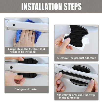 8Pcs Car Door Handle Bowl Sticker, Reflective Car Door Handle Paint Scratch Protector, Self-Adhesive Scratch Collision Protection Guard, Auto Exterior Decor Universal for SUV Truck RV (Black)