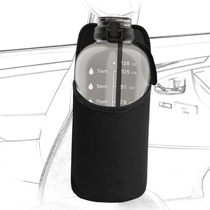 Linkidea Extra Large Car Seat Side Water Bottle Holder Compatible with EYQ 128oz, Hydracy Sport Bottle 78oz, Auto Seat Large Cup Hanging Bag with Mesh Pocket, Black