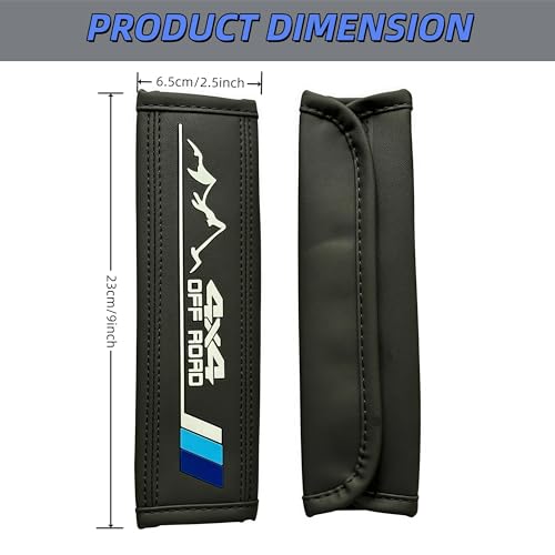 2PCS Tri-Color Mountain 4x4 Offroad Leather Car Seat Belt Shoulder Pads Seatbelt Cover Compatible with Toyota Tacoma 4Runner Tundra Rav4 Highlander TRD Accessories for Men Women (Blue) - color: Blue