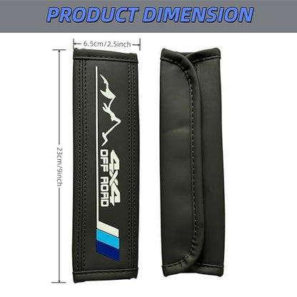2PCS Tri-Color Mountain 4x4 Offroad Leather Car Seat Belt Shoulder Pads Seatbelt Cover Compatible with Toyota Tacoma 4Runner Tundra Rav4 Highlander TRD Accessories for Men Women (Blue) - color: Blue
