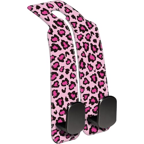 Car Seat Headrest Hooks for Purses and Bags Abstract Pink Leopard 1 Pack Bag Purse Holder for Car with Double Metal Hooks Car Purse Hanger Hanging Accessories - color: Abstract Pink Leopard