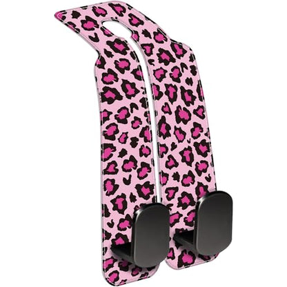 Car Seat Headrest Hooks for Purses and Bags Abstract Pink Leopard 1 Pack Bag Purse Holder for Car with Double Metal Hooks Car Purse Hanger Hanging Accessories - color: Abstract Pink Leopard