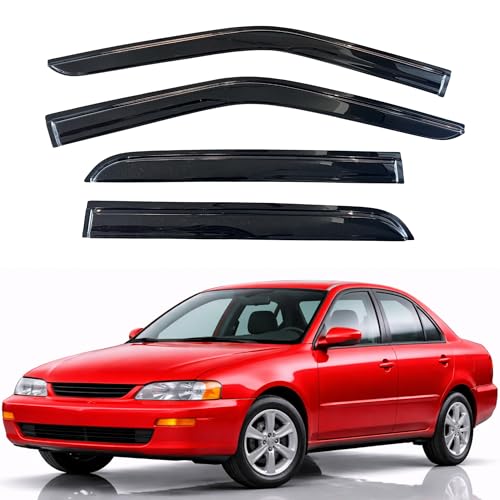KPY Rain Guards Fit for 1993-1997 Toyota Corolla Sedan, Out-Channel Window Visors Vent Wind Deflectors 4PC, Car Accessories for 93-97 Corolla Sedan - size: 1993-1997 Corolla Sedan