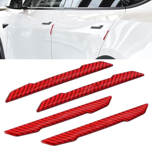 Door Protector Edge Guards Compatible with Tesla Model 3 Y X S Cybertruck Carbon Fiber Exterior Accessories Anti-Collision Bumper Guard Strip Rearview Mirror Wrap Trim Trunk Cover Strips (Red) - color: Red