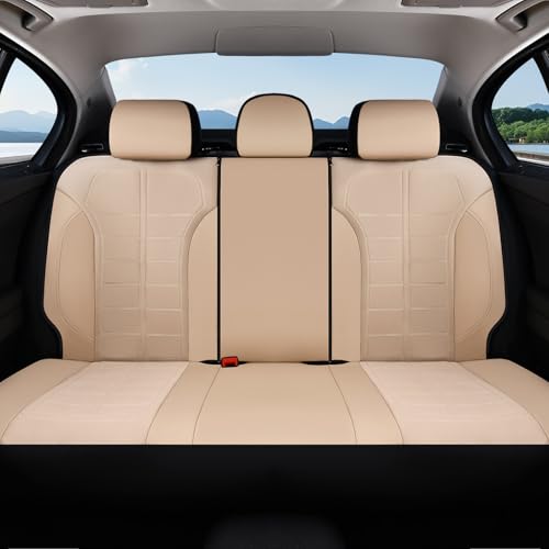 Coverado 3D Air Mesh Rear Car Seat Cover, Sports Carbon Fiber Design, Breathable Seat Protectors Airbag Compatible Comfort Universal for Most Cars, Van,Trucks, SUV, Beige - color: Beige, size: Rear