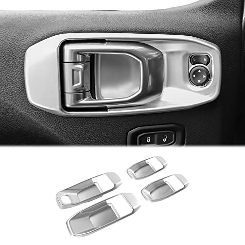 CheroCar for Jeep JL Inner Door Handle Bowl Cover Trim for Jeep Wrangler JL JLU 2018-2026 for Gladiator JT 2020-2026,4Pcs ABS Silver Interior Door Handle Protector Decoration Accessories - color: Silver, size: JL 2018-Present