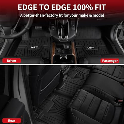 LASFIT Floor Mats for Honda CR-V CRV 2022 2021 2020 2019 2018 2017 (Gasoline & Hybrid), All Weather Custom Fit TPE Floor Liners, 1st & 2nd Row, Black (EX/EX-L/LX/Touring/Sport/Special Edition) - style: 2）For Honda CR-V | 2017-2022 | 1st & 2nd Row