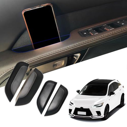 Car Door Handle Pocket Organizer Inserts for Lexus RX 2023 2024 2025 Accessories Car Pocket Organizer Front Rear Door Grab Inner Tray Box (4PCS Black TPE Storage Box-4 Door) (Black)