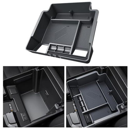 Silverado Sierra Center Console Organizer - Refreshed Models 2022-2026 Chevy Silverado/GMC Sierra 1500-2024-2026 Silverado/Sierra 2500HD 3500HD - (Full Console w/Bucket Seats ONLY) - Black - color: (22-26)Full Console w/Bucket Seats-Black