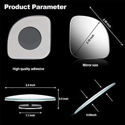 Mudder 4 Pcs Blind Spot Automobile Car Mirror Glass Frameless Convex Mirror Blindspot Side Blindspot Rearview Wide-angled Rear View Mirrors with Adjustable Stick for Suv Trucks Car Accessories