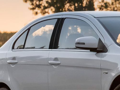 Rvinyl Pillar Post Window Trim Compatible with Mitsubishi Lancer 2008-2017 (Sedan) - Aluminum (Brushed Black) - color: Aluminum (Brushed Black)