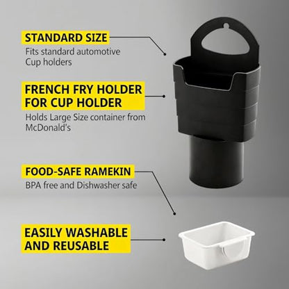 French Fry Holder and Sauce Holder Set for Car – Multifunctional Car Storage Organizer, Fun White Elephant Gift for Adults Stocking Stuffer for Men and Women